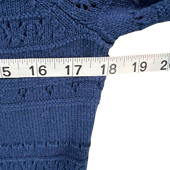 Draper James Annabelle Womens S Navy Blue Puff Sleeve Knitwear Preppy Coastal - Picture 7 of 14